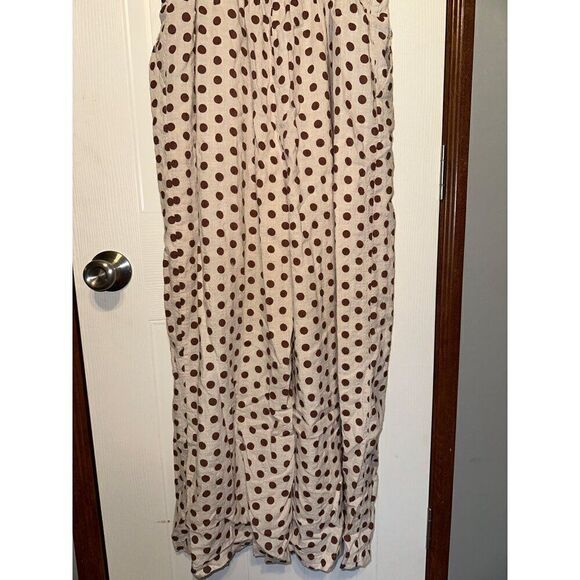 GILLI Cream Jumpsuit with Brown Polka Dots Size Large - Picture 7 of 12